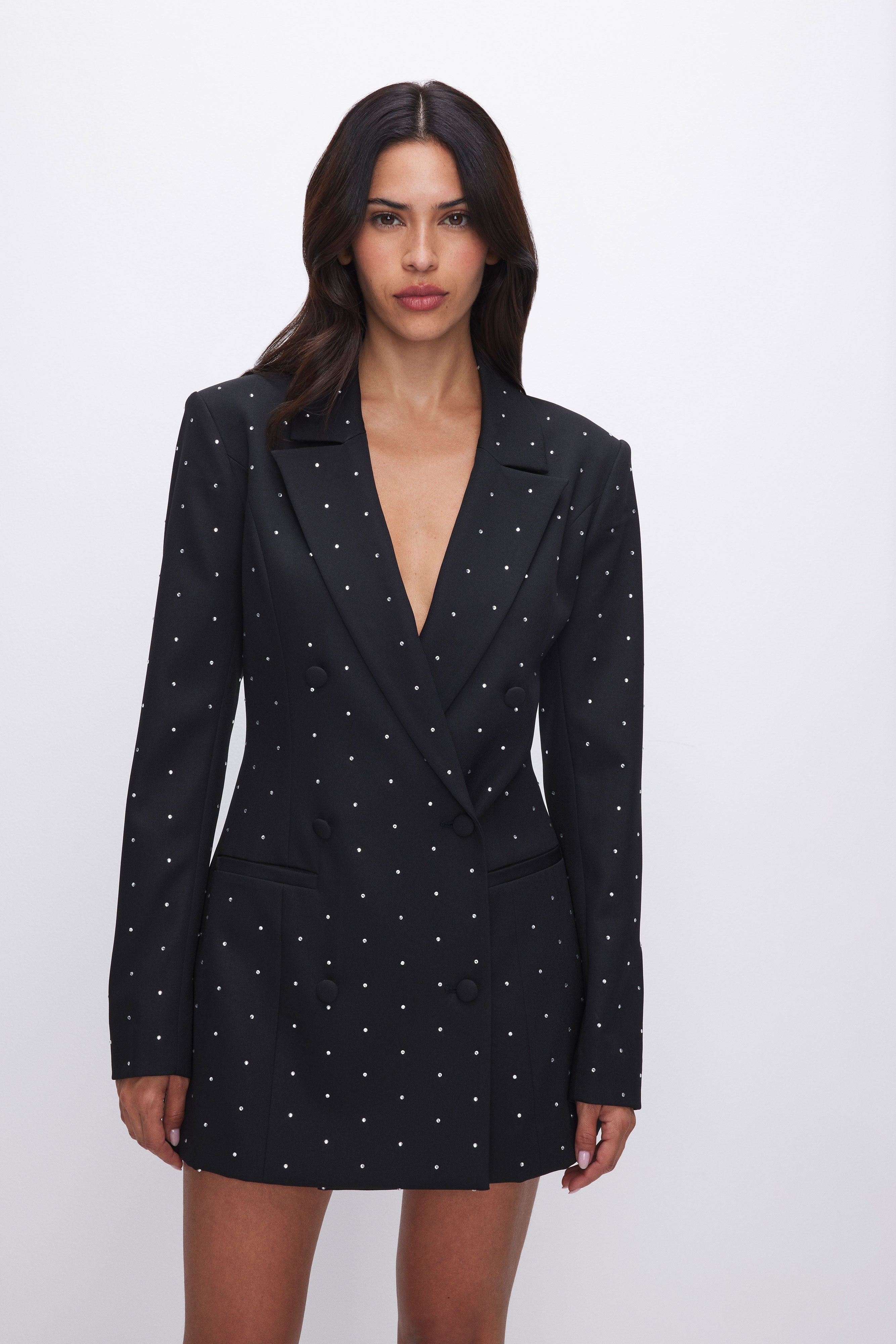 BLAZER CRYSTAL MINI DRESS | BLACK001