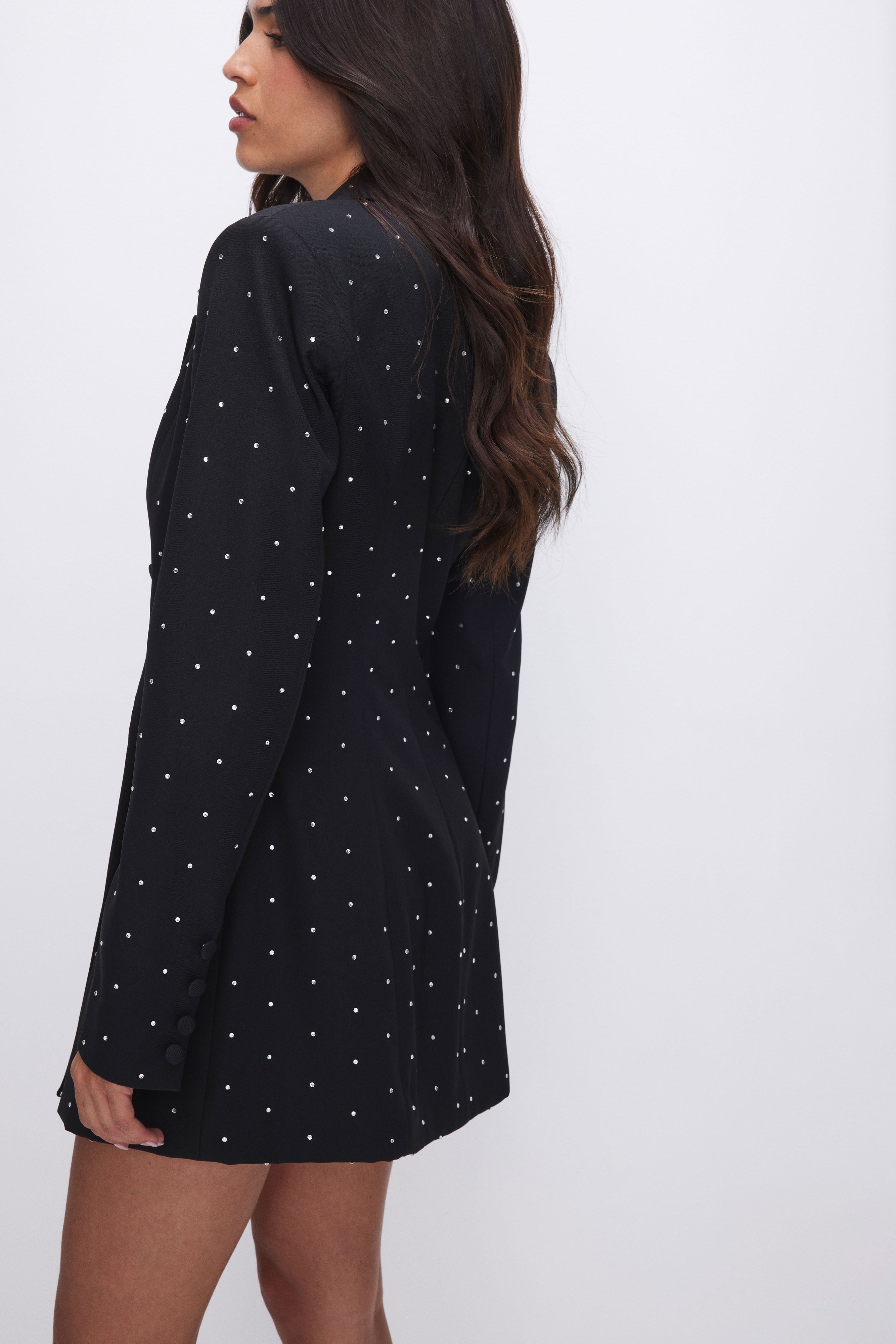 BLAZER CRYSTAL MINI DRESS | BLACK001