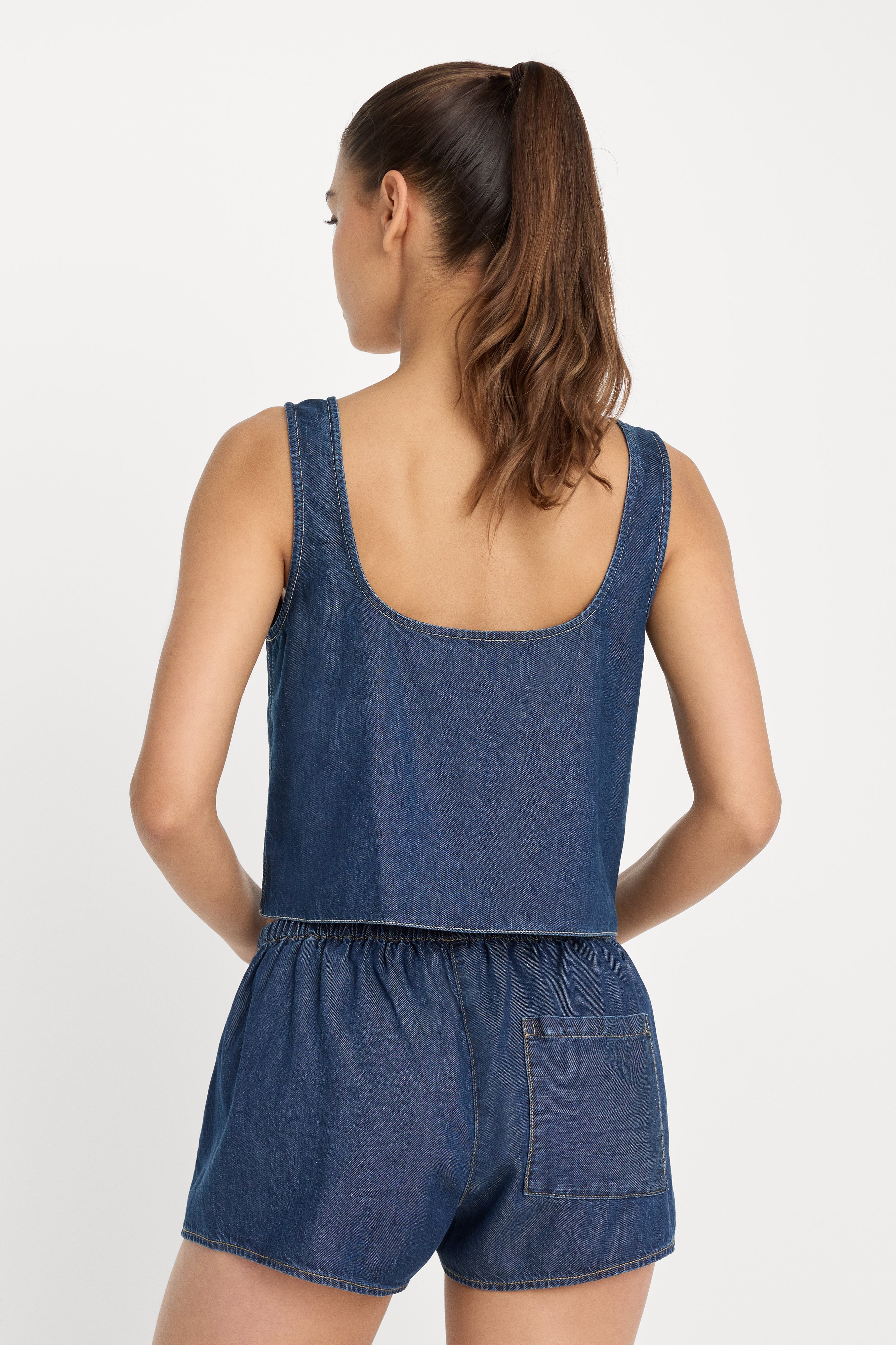 DENIM BUTTON FRONT TANK | INDIGO1187