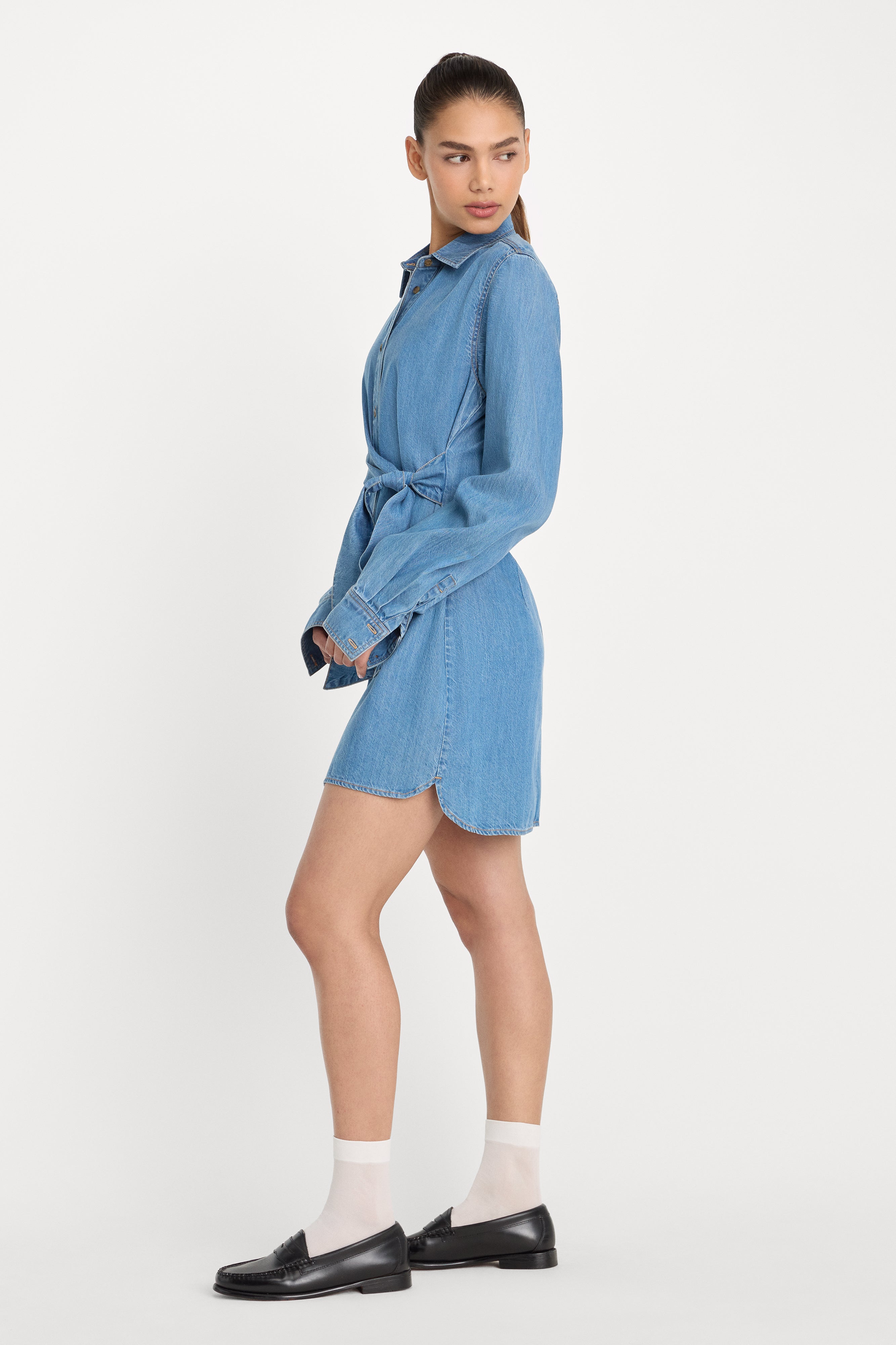 DENIM WRAP SHIRT DRESS | INDIGO266