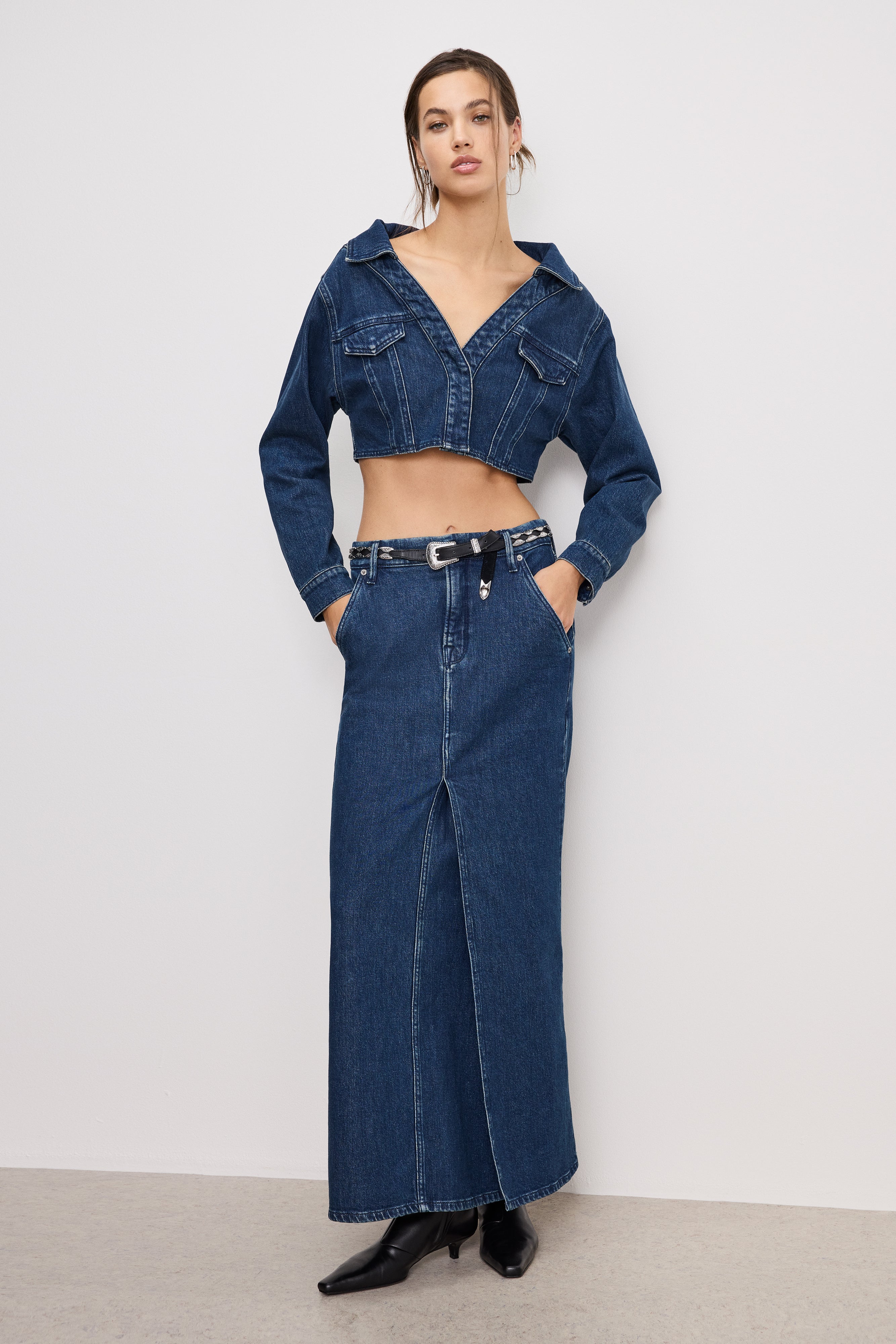 DENIM OFF SHOULDER TOP | INDIGO724