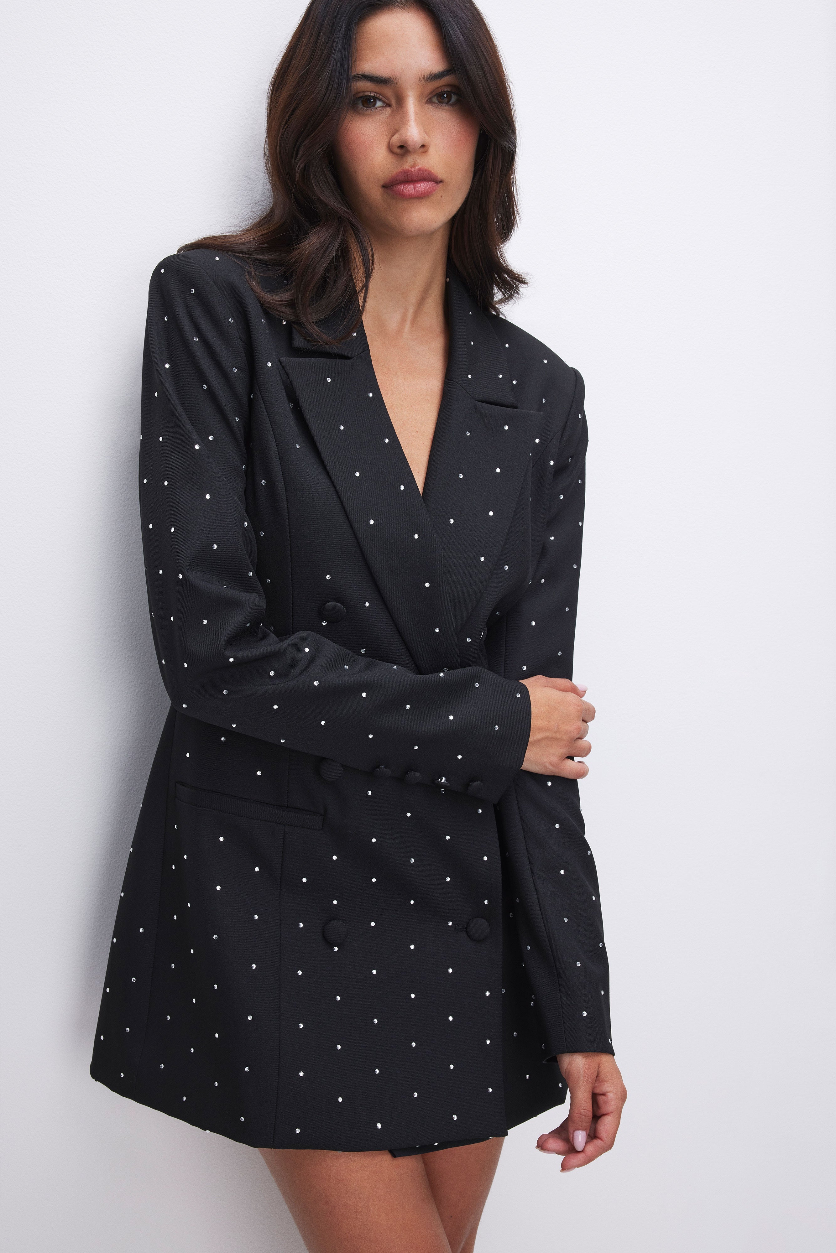 BLAZER CRYSTAL MINI DRESS | BLACK001